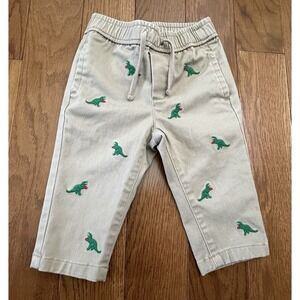 Janie‎ and Jack Beige Embroidered Dinosaur Patterned pants size 6-12 months EUC